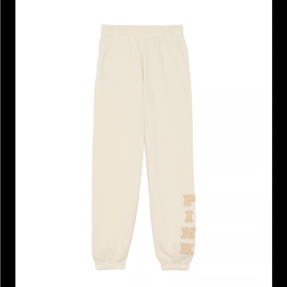 NWT! Victoria’s Secret Pink Ivy Fleece Relaxed Campus Joggers Sweatpants L - Picture 1 of 7